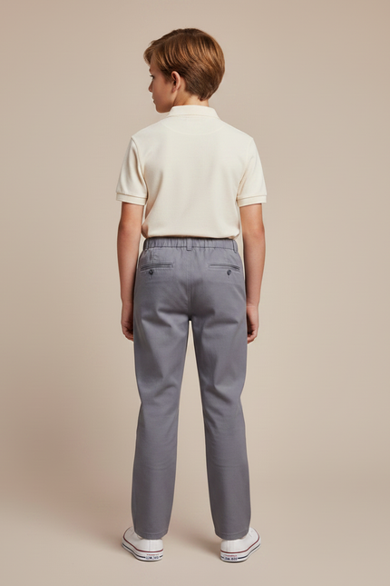 Pantalon Chino Gris Coton Droit Décontracté Enfant Garçon - vue 2