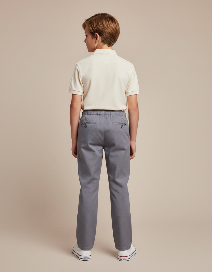 Pantalon Chino Gris Coton Droit Décontracté Enfant Garçon - vue 2