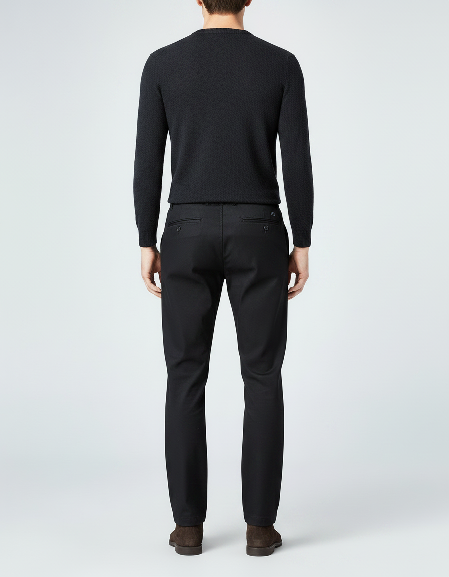 Pantalon Chino Noir Droit Classique Homme Élégant - Gabardine - vue 2