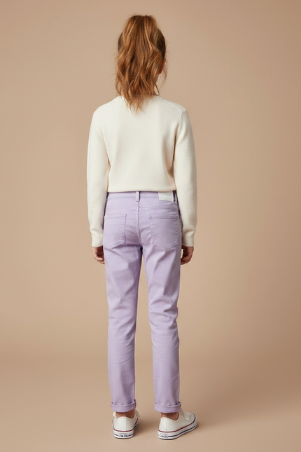 Pantalon Chino Lilas Coton Droit Décontracté Fille - Violet - vue 2