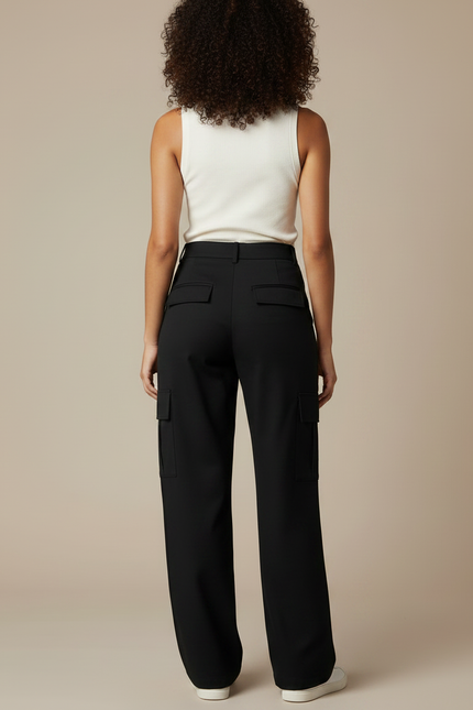 Pantalon Chino Cargo Ample - Noir Gabardine - vue 2