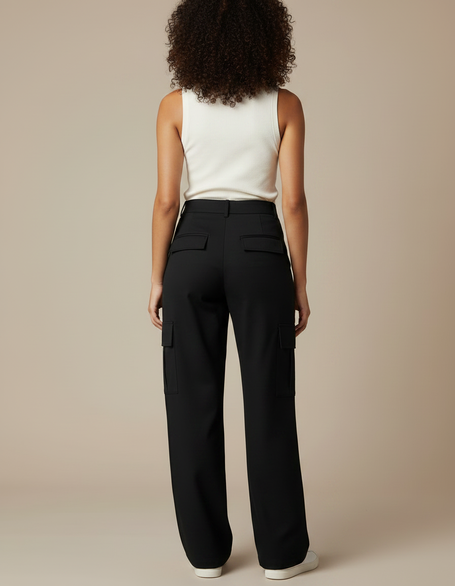 Pantalon Chino Cargo Ample - Noir Gabardine - vue 2