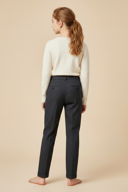 Pantalon Chino Gris Anthracite Coupe Droite Élégant Enfant - Gabardine - vue 2