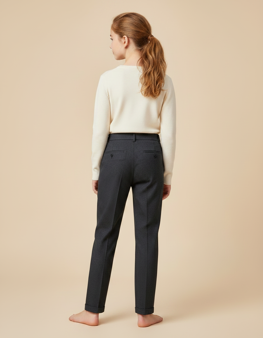 Pantalon Chino Gris Anthracite Coupe Droite Élégant Enfant - Gabardine - vue 2