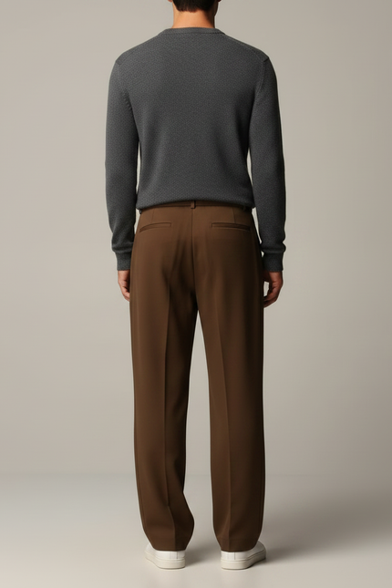 Pantalon Chino Marron Ample Cordon Décontracté Homme - Gabardine - vue 2