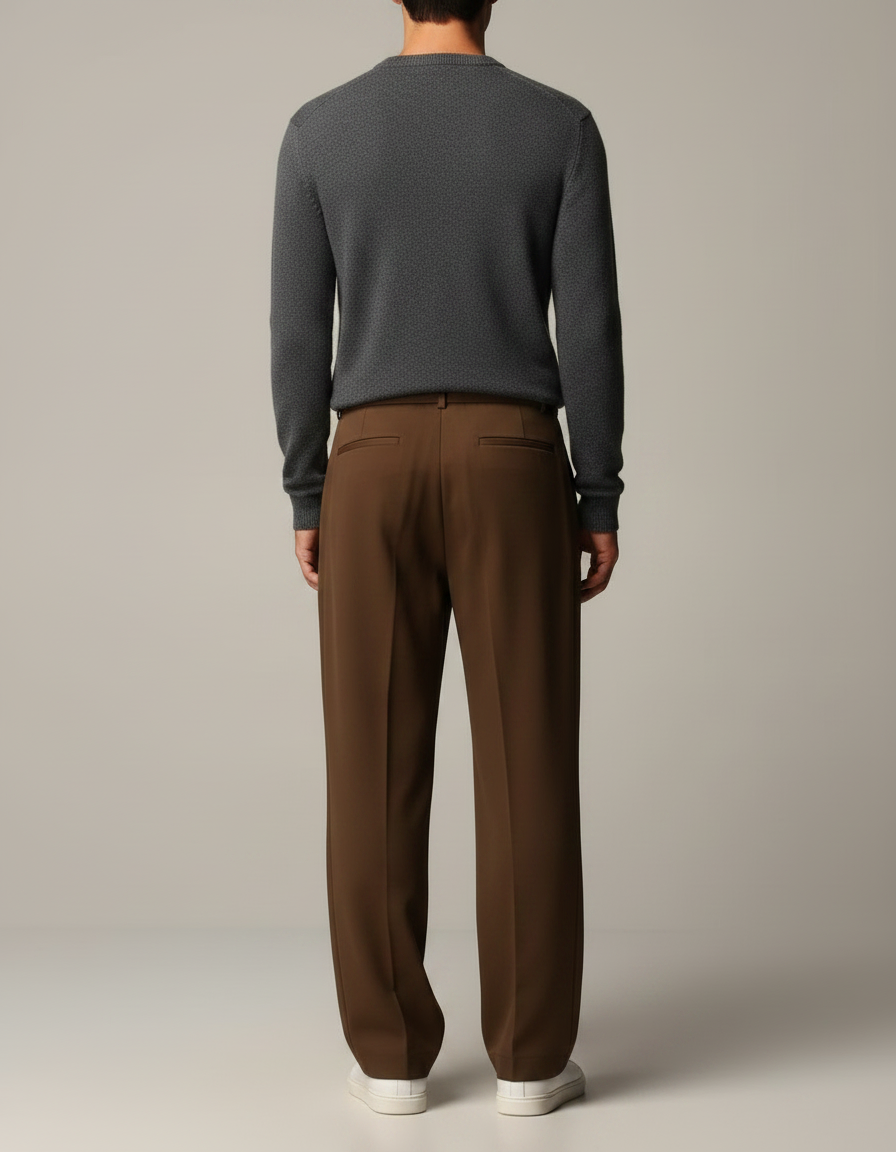 Pantalon Chino Marron Ample Cordon Décontracté Homme - Gabardine - vue 2