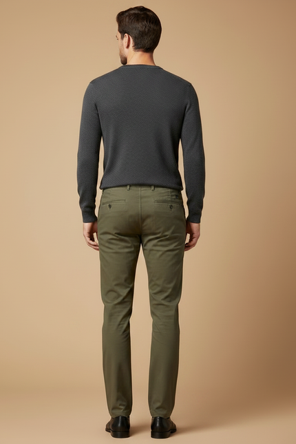 Pantalon Vert Homme Chino - Kaki Gabardine - vue 2