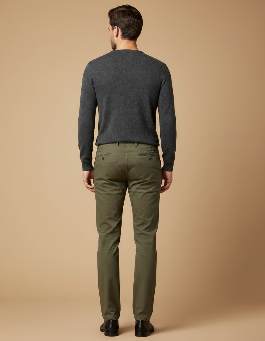 Pantalon Vert Homme Chino - Kaki Gabardine - vue 2