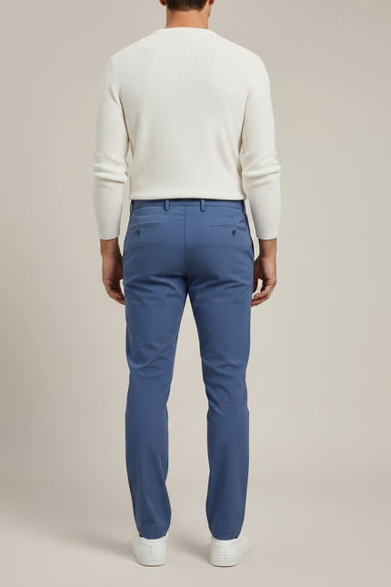 Pantalon Chino Bleu Slim Stretch Homme Décontracté - Gabardine - vue 2