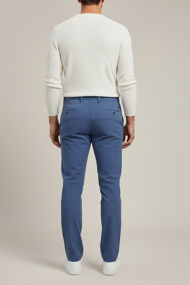 Pantalon Chino Bleu Slim Stretch Homme Décontracté - Gabardine - vue 2
