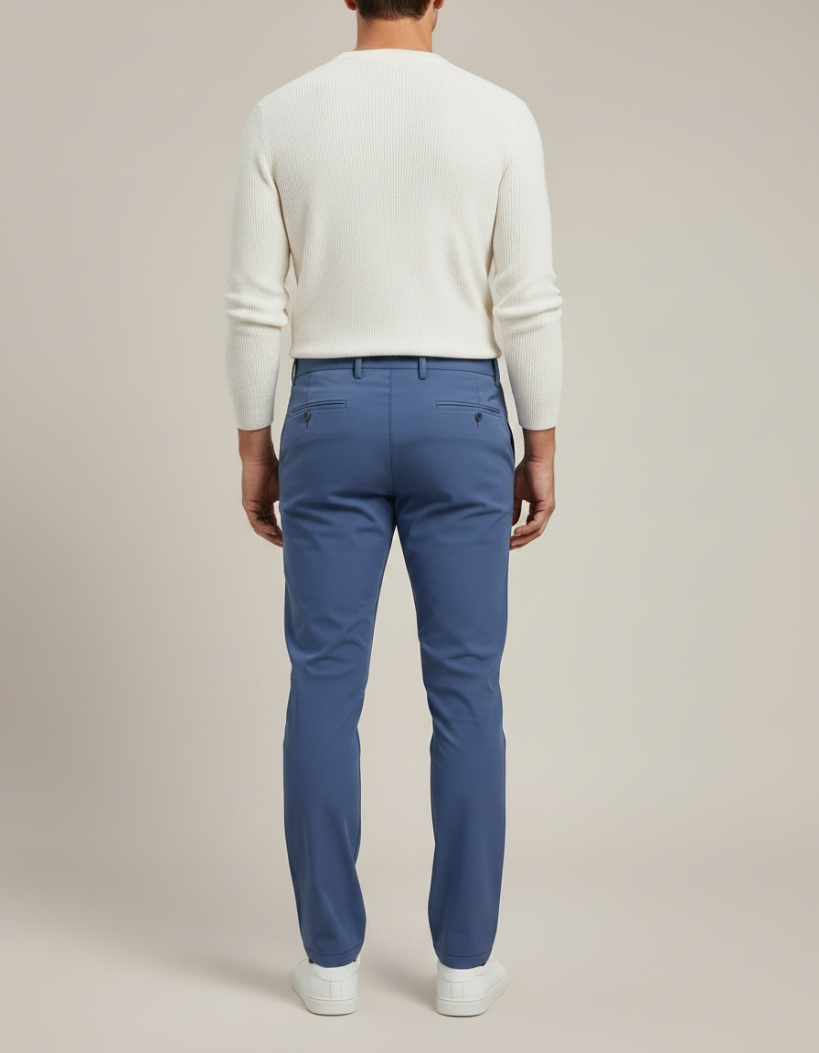 Pantalon Chino Bleu Slim Stretch Homme Décontracté - Gabardine - vue 2