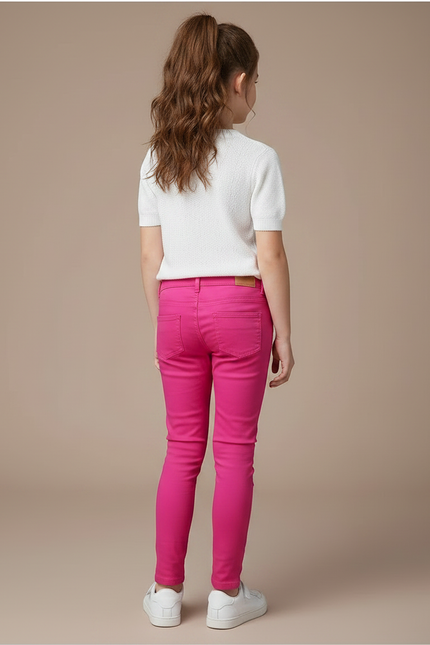 Pantalon Chino Rose Vif Skinny Fille Décontracté - Coton - vue 2