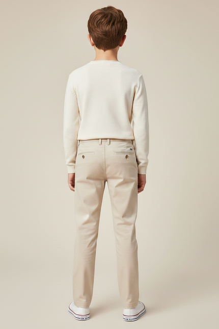 Pantalon Chino Garçon Beige Droit Coton Casual - Gabardine - vue 2