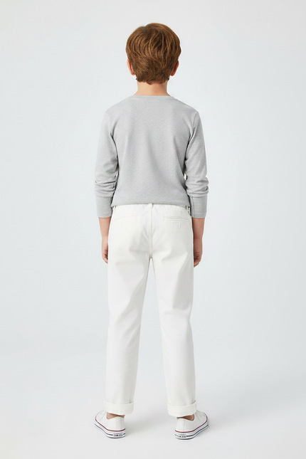 Pantalon Chino Blanc Coton Droit Décontracté Enfant - vue 2