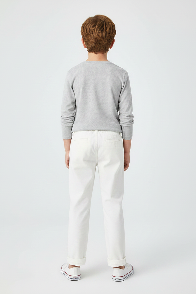 Pantalon Chino Blanc Coton Droit Décontracté Enfant - vue 2