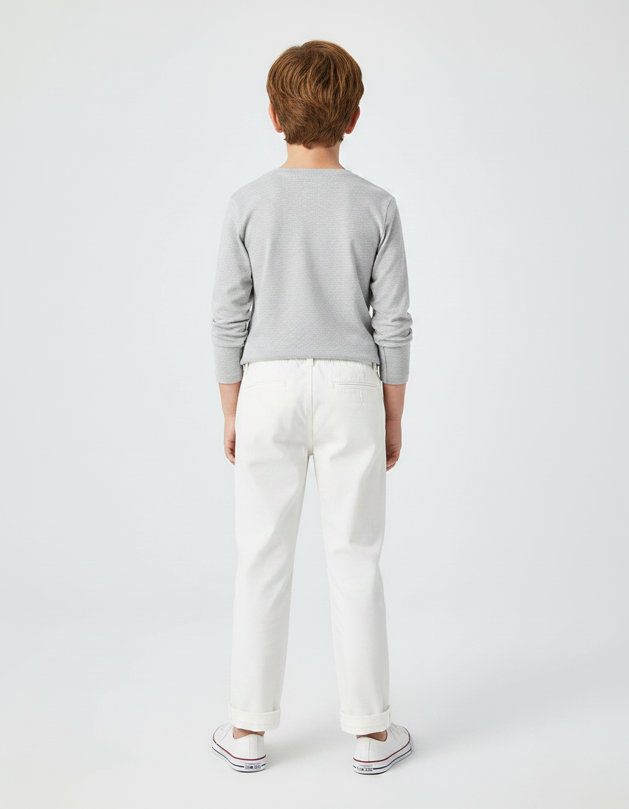 Pantalon Chino Blanc Coton Droit Décontracté Enfant - vue 2