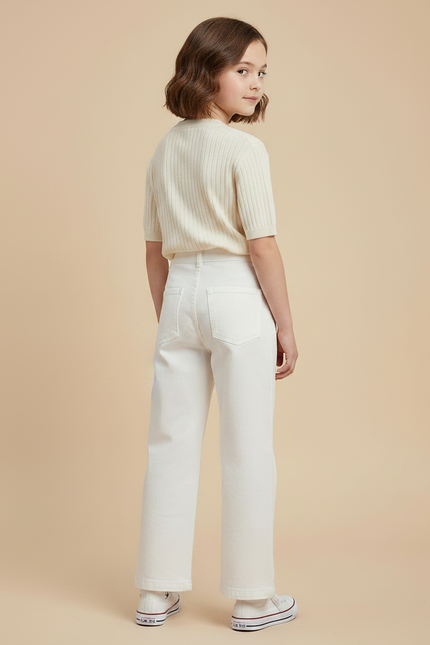 Pantalon Chino Blanc Ample Coton Droit Enfant - vue 2
