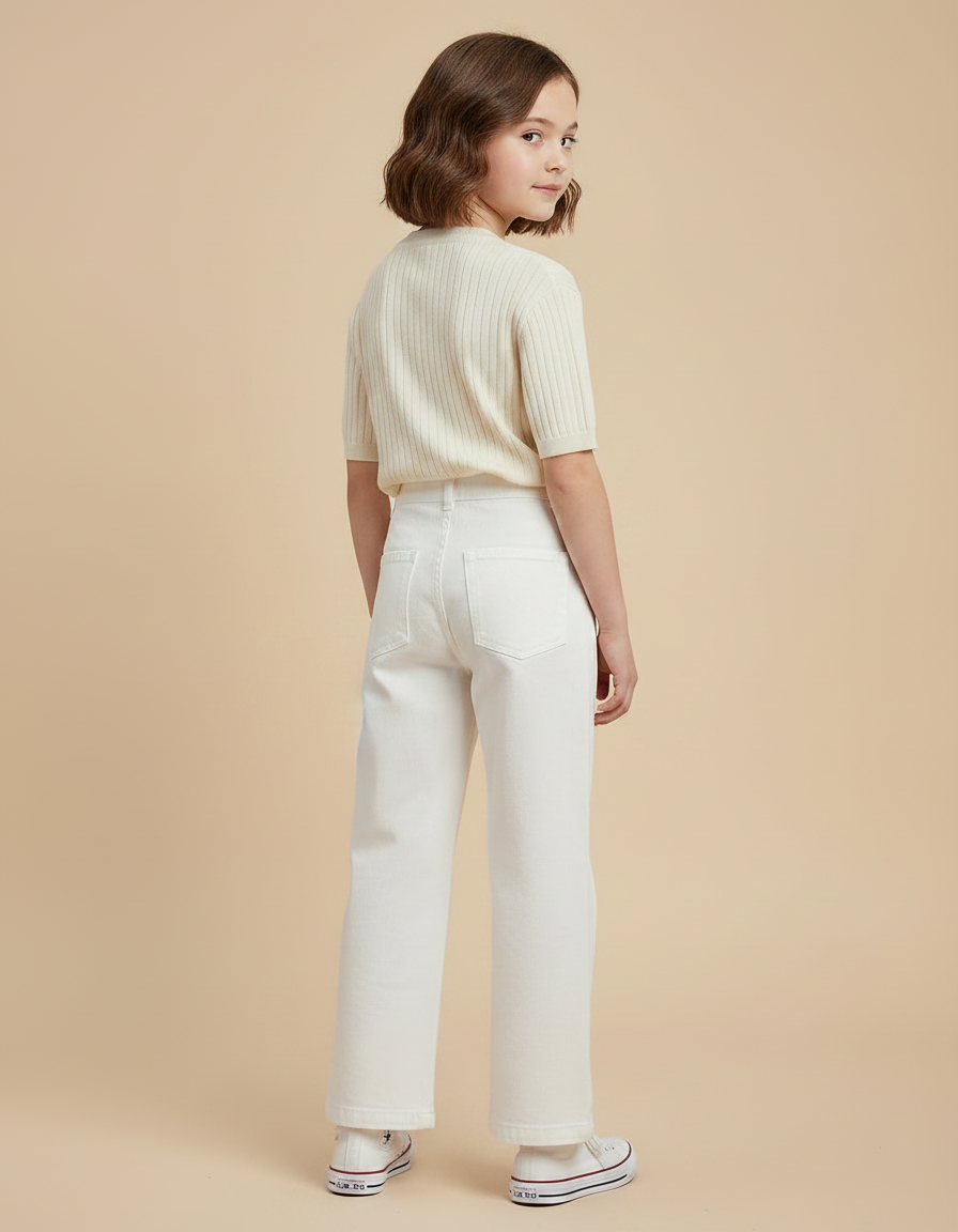 Pantalon Chino Blanc Ample Coton Droit Enfant - vue 2