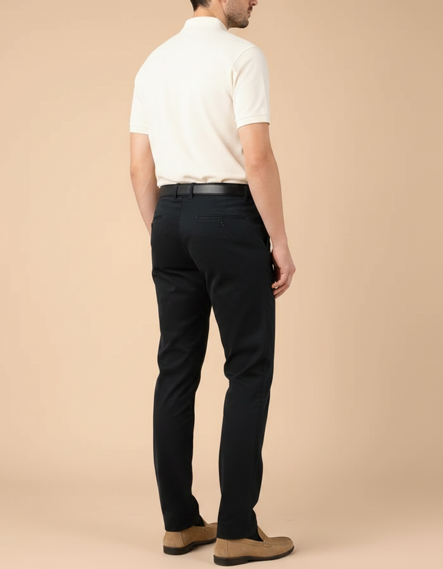 Pantalon Chino Homme Noir Droit Coton - Gabardine - vue 2