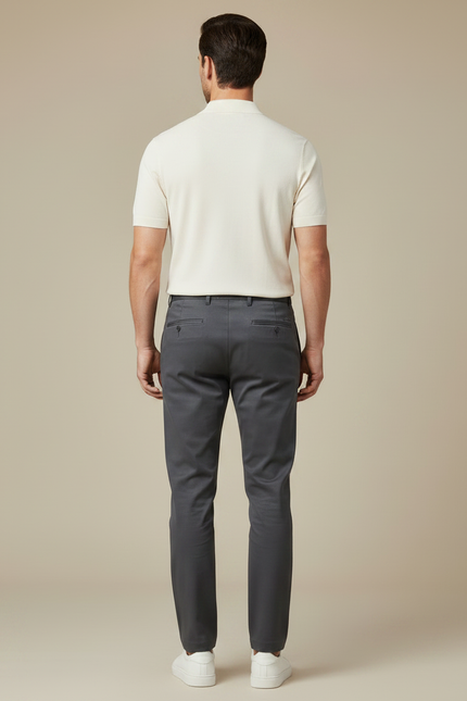 Pantalon Chino Gris Slim Élégant Décontracté Homme - Gabardine - vue 2