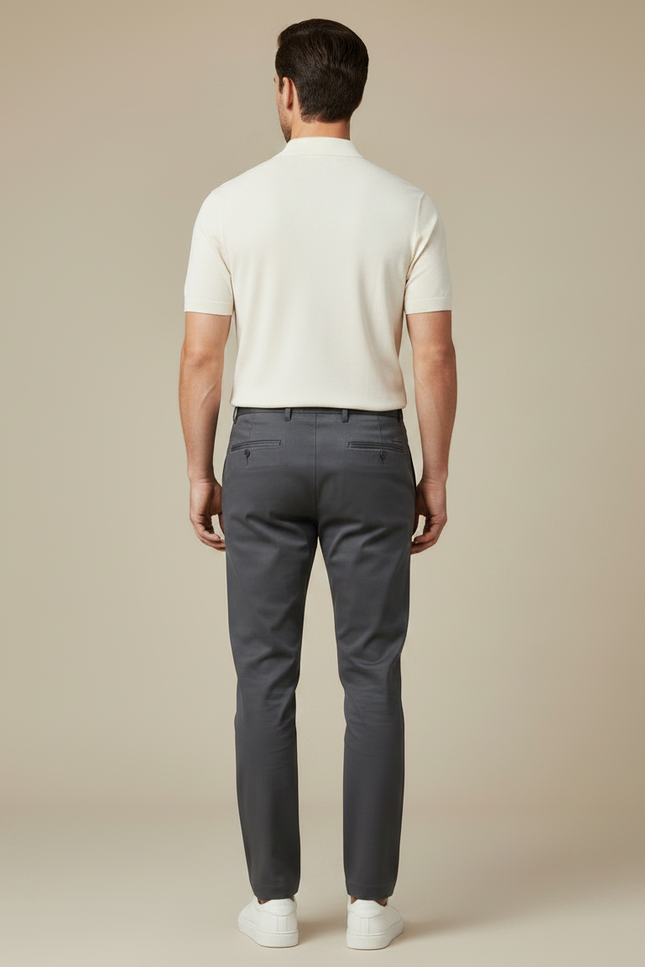 Pantalon Chino Gris Slim Élégant Décontracté Homme - Gabardine - vue 2