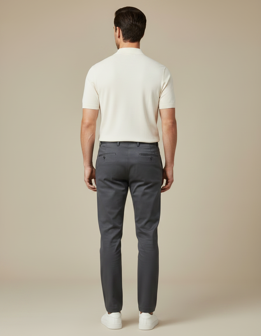 Pantalon Chino Gris Slim Élégant Décontracté Homme - Gabardine - vue 2