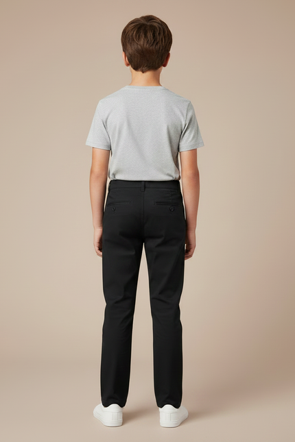 Pantalon Chino Noir Coton Droit Enfant Basique - vue 2