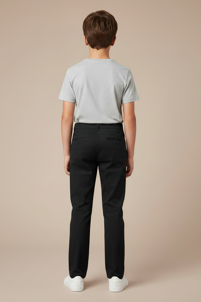 Pantalon Chino Noir Coton Droit Enfant Basique - vue 2