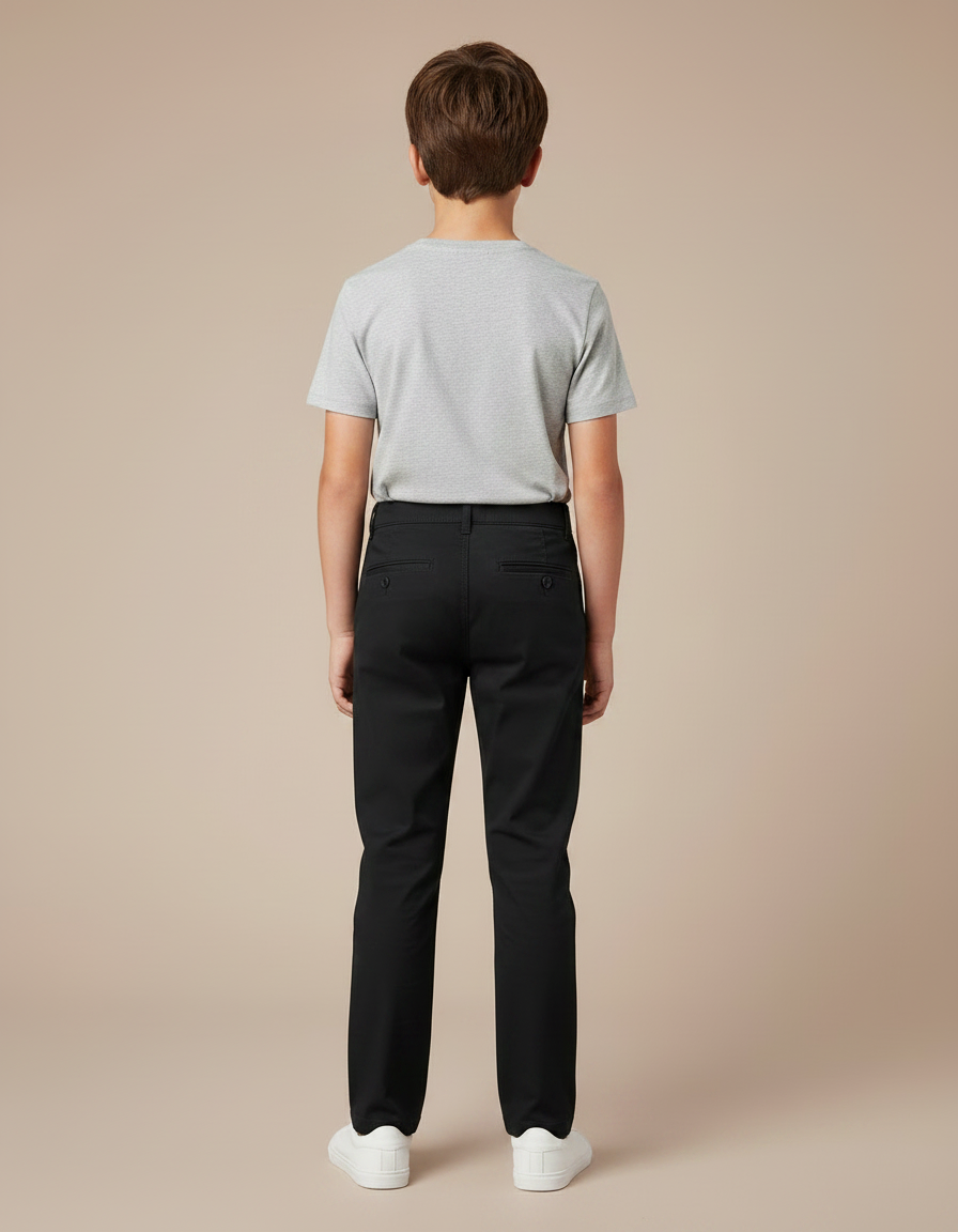 Pantalon Chino Noir Coton Droit Enfant Basique - vue 2
