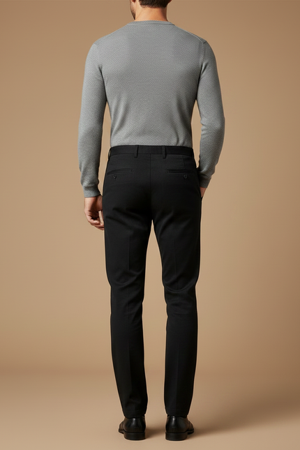 Pantalon Chino Noir Slim Coton Élégant Business Homme - vue 2