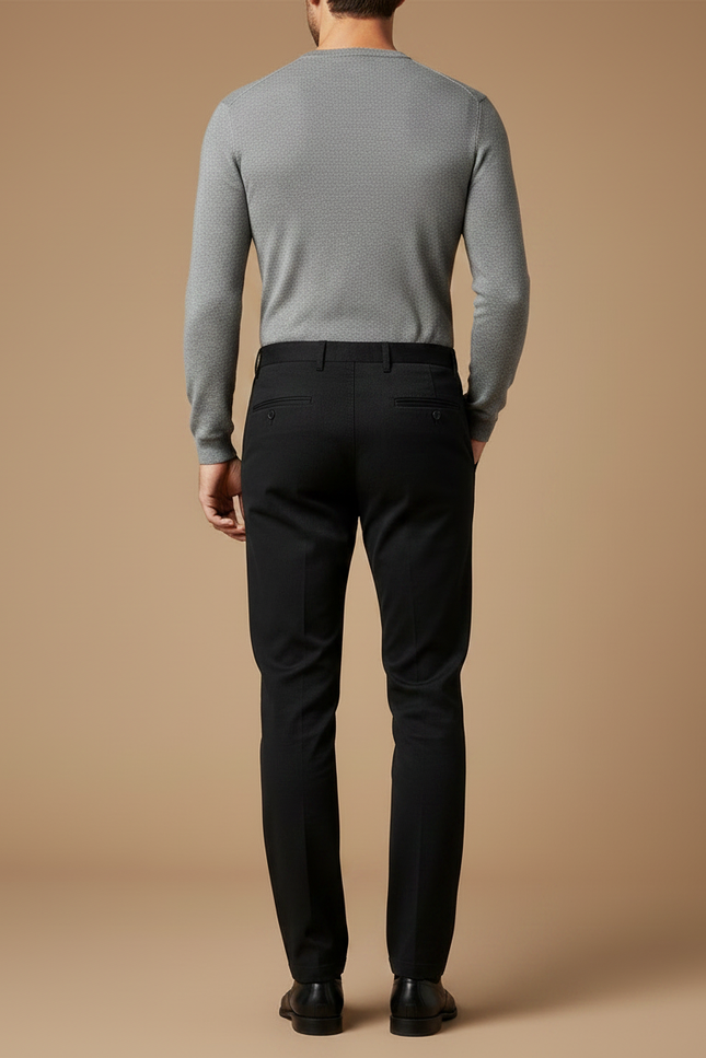 Pantalon Chino Noir Slim Coton Élégant Business Homme - vue 2