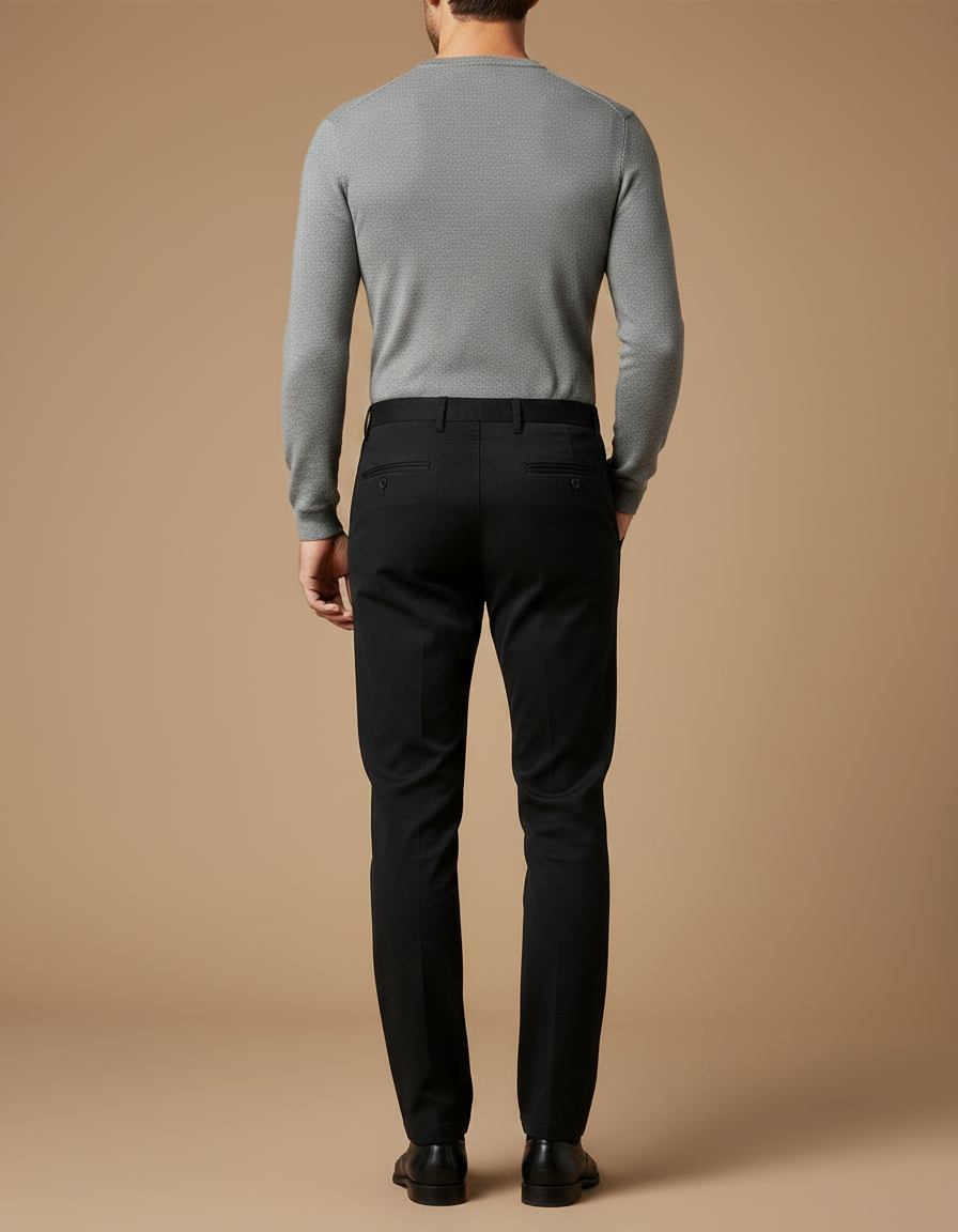 Pantalon Chino Noir Slim Coton Élégant Business Homme - vue 2