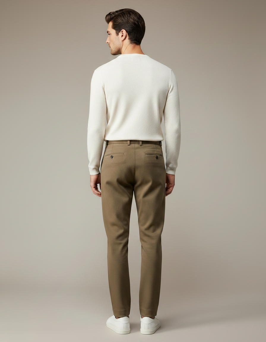 Pantalon Chino Laine Homme - Kaki - vue 2