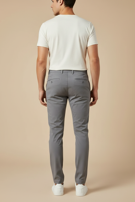 Pantalon Chino Gris Slim Stretch Élégant Homme - Polyester - vue 2