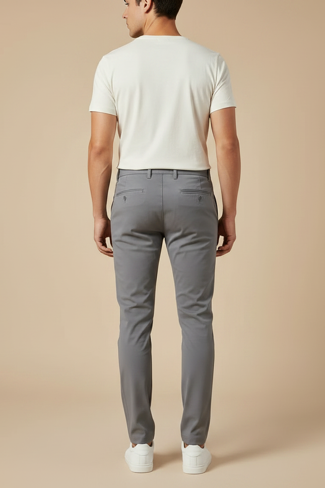 Pantalon Chino Gris Slim Stretch Élégant Homme - Polyester - vue 2
