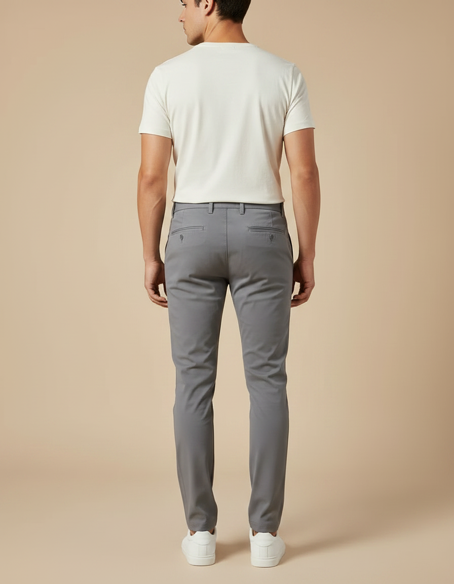 Pantalon Chino Gris Slim Stretch Élégant Homme - Polyester - vue 2