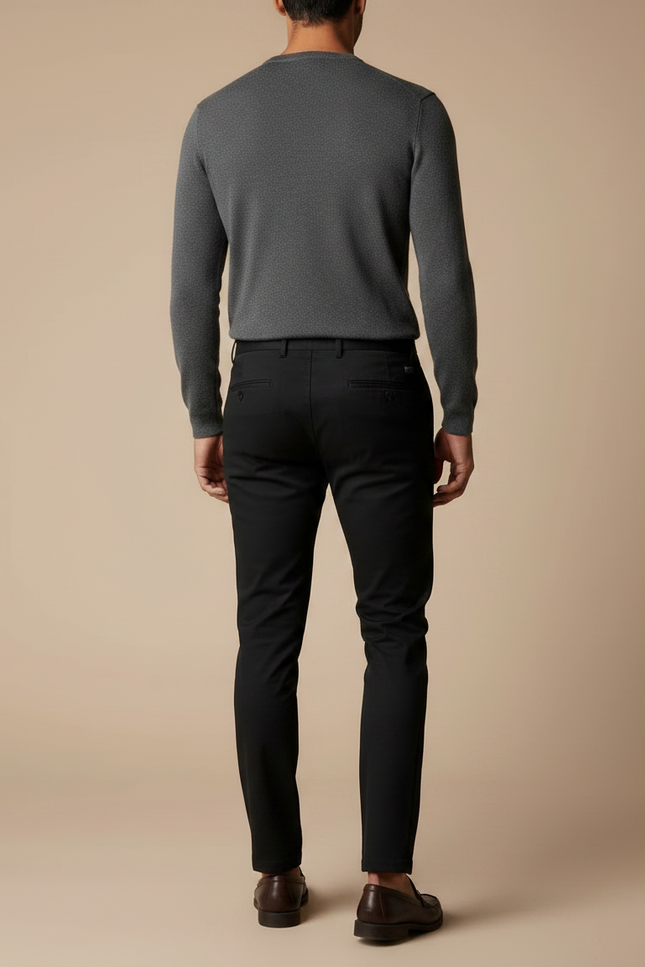 Pantalon Chino Noir Slim Uni Élastique Homme - Coton - vue 2