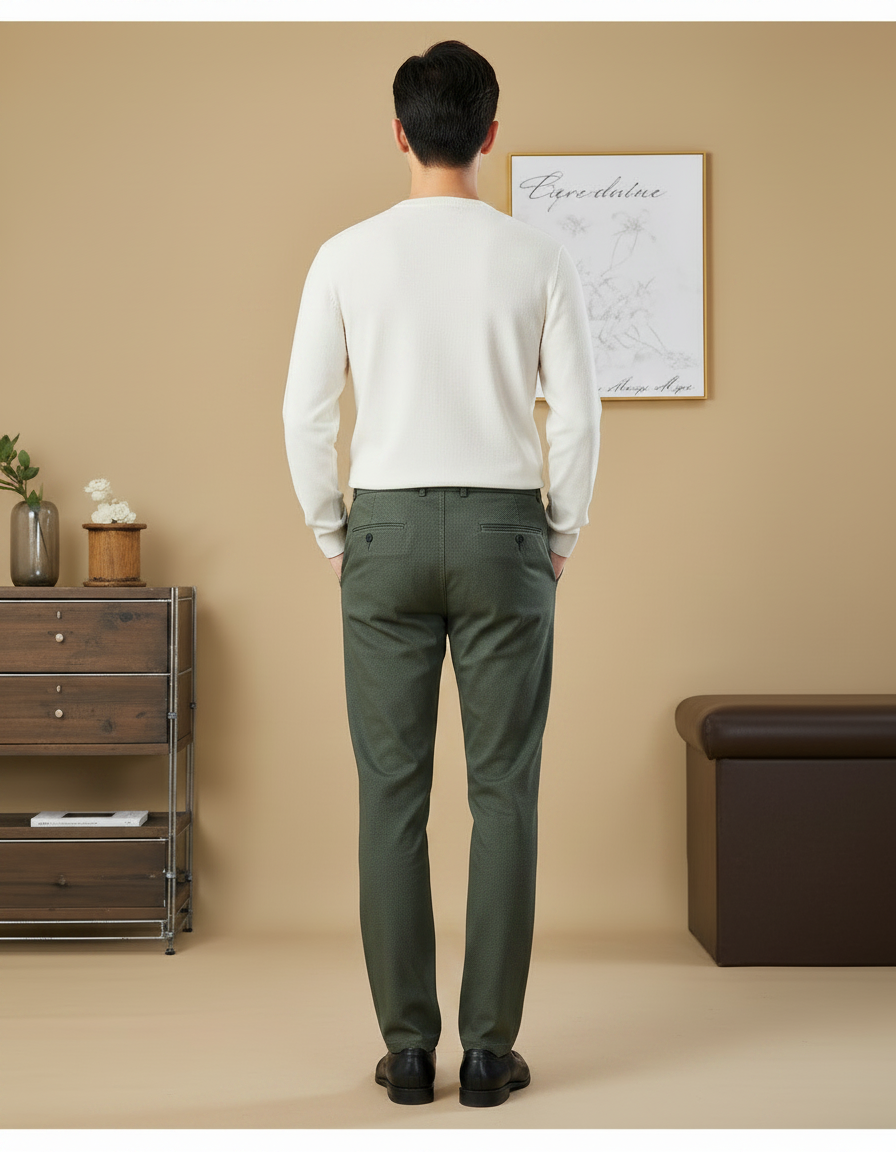 Pantalon Chino Vert Olive - Coton - vue 2