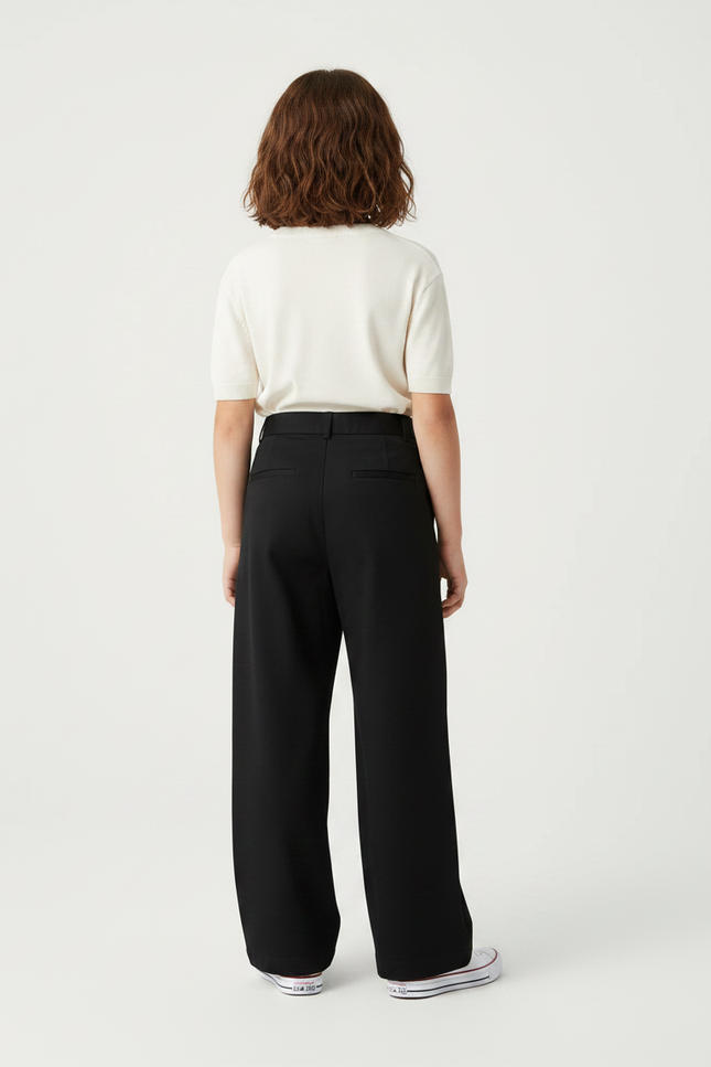 Pantalon Chino Noir Ample Plissé Décontracté Enfant - Polyester - vue 2