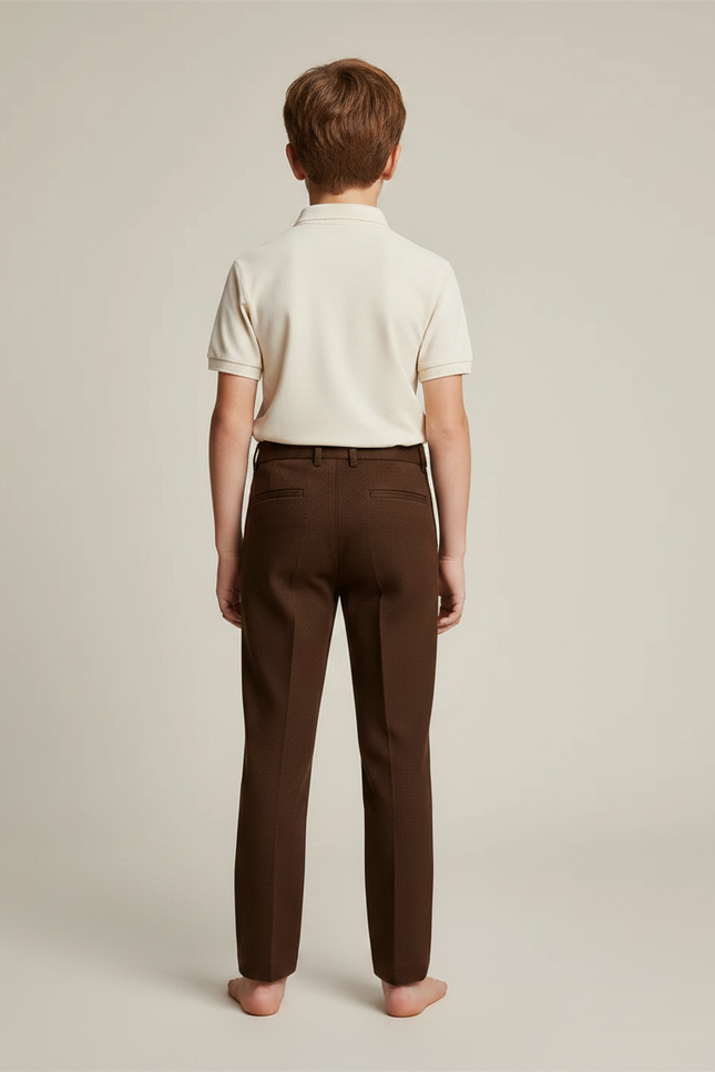 Pantalon Chino Marron Laine Droit Enfant Élégant - vue 2