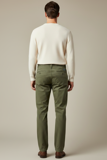 Pantalon Chino Kaki Coton Droit Décontracté Homme - vue 2