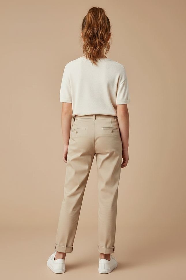Pantalon Chino Beige Droit Coton Enfant Décontracté - vue 2