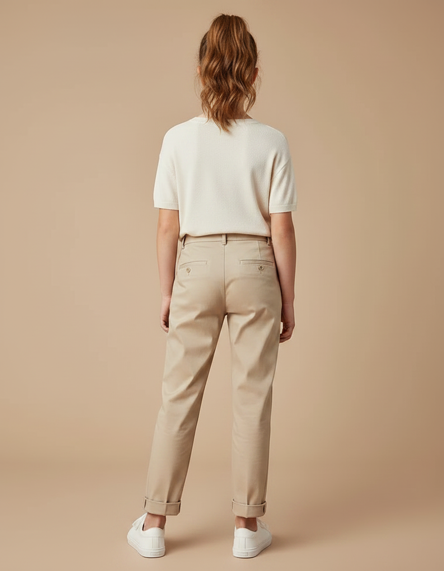 Pantalon Chino Beige Droit Coton Enfant Décontracté - vue 2