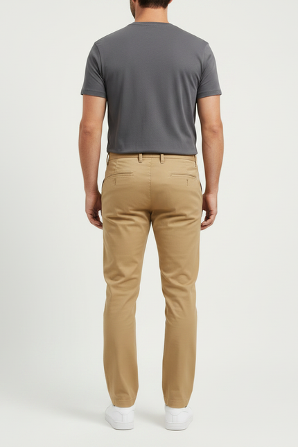 Pantalon Chino Kaki Coton Décontracté Homme Droit - vue 2