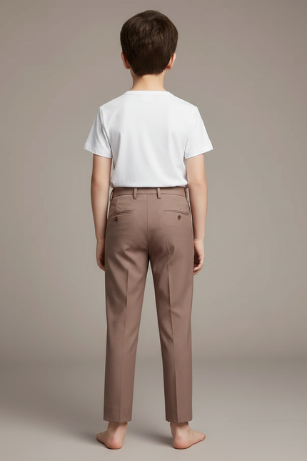 Pantalon Chino Marron Coupe Droite Élégant Décontracté Enfant - Gabardine - vue 2