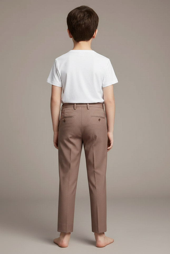 Pantalon Chino Marron Coupe Droite Élégant Décontracté Enfant - Gabardine - vue 2