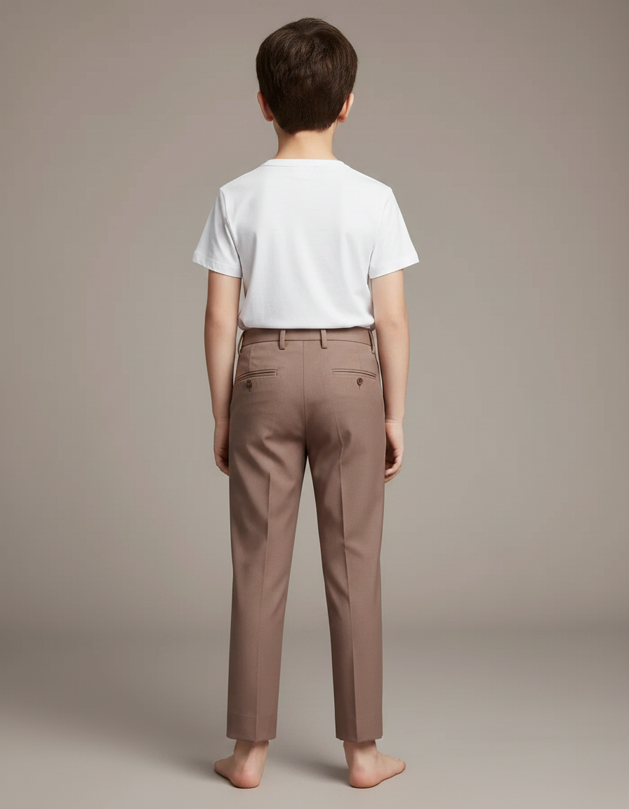 Pantalon Chino Marron Coupe Droite Élégant Décontracté Enfant - Gabardine - vue 2