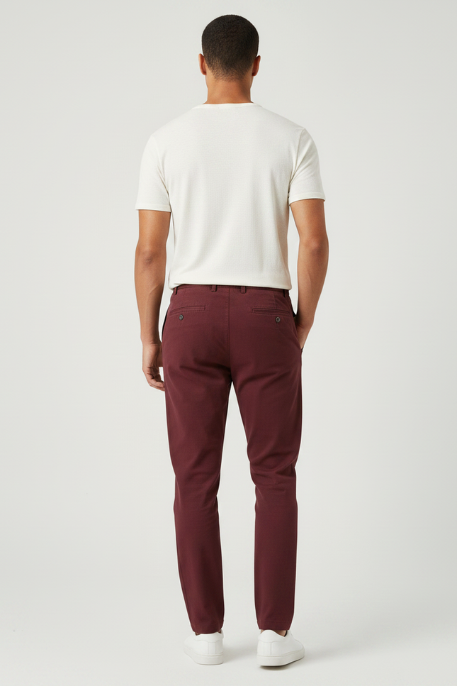 Pantalon Chino Bordeaux - Coton - vue 2
