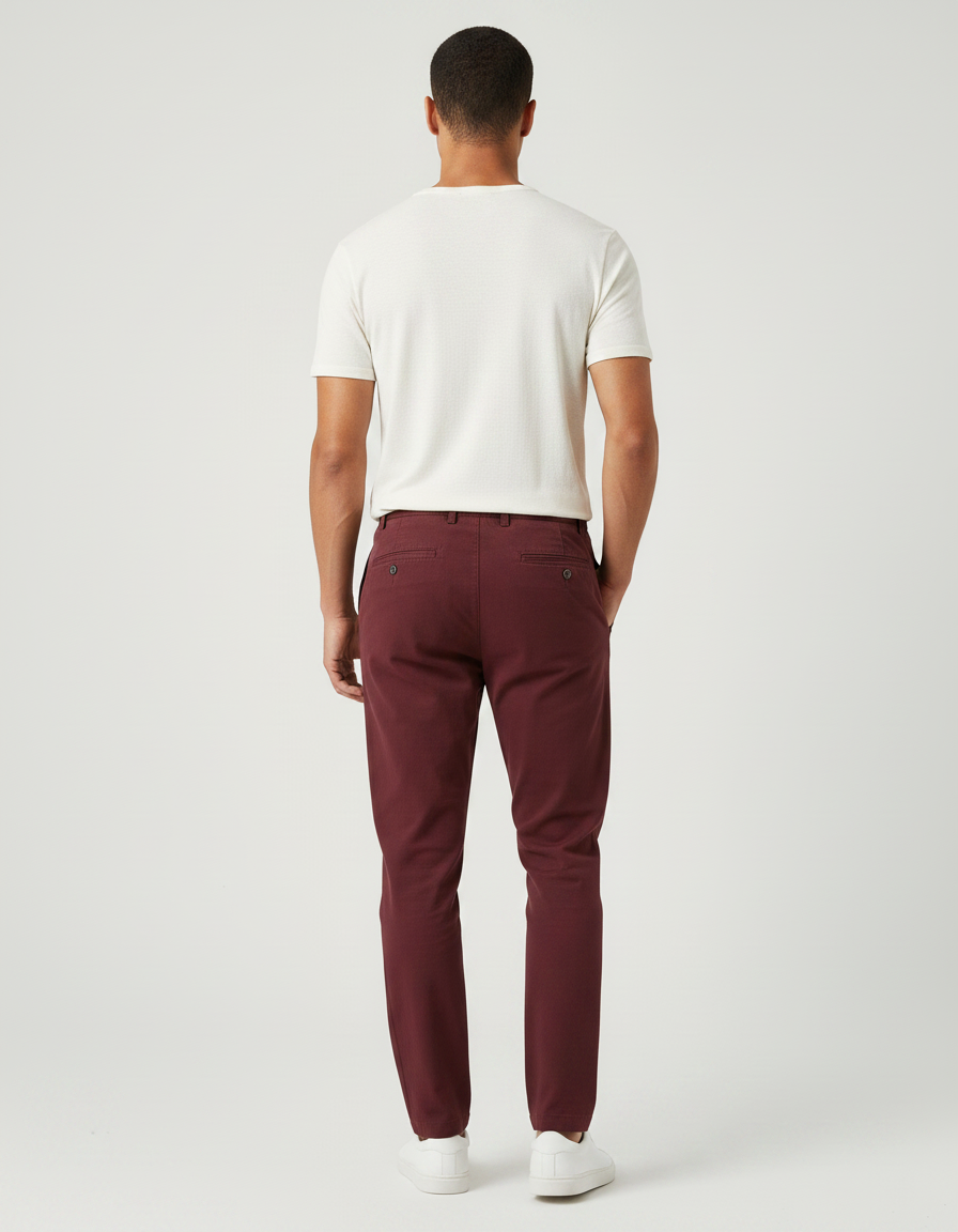 Pantalon Chino Bordeaux - Coton - vue 2