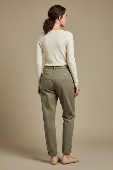 Pantalon Chino Femme Kaki Tapered - Gabardine - vue 2
